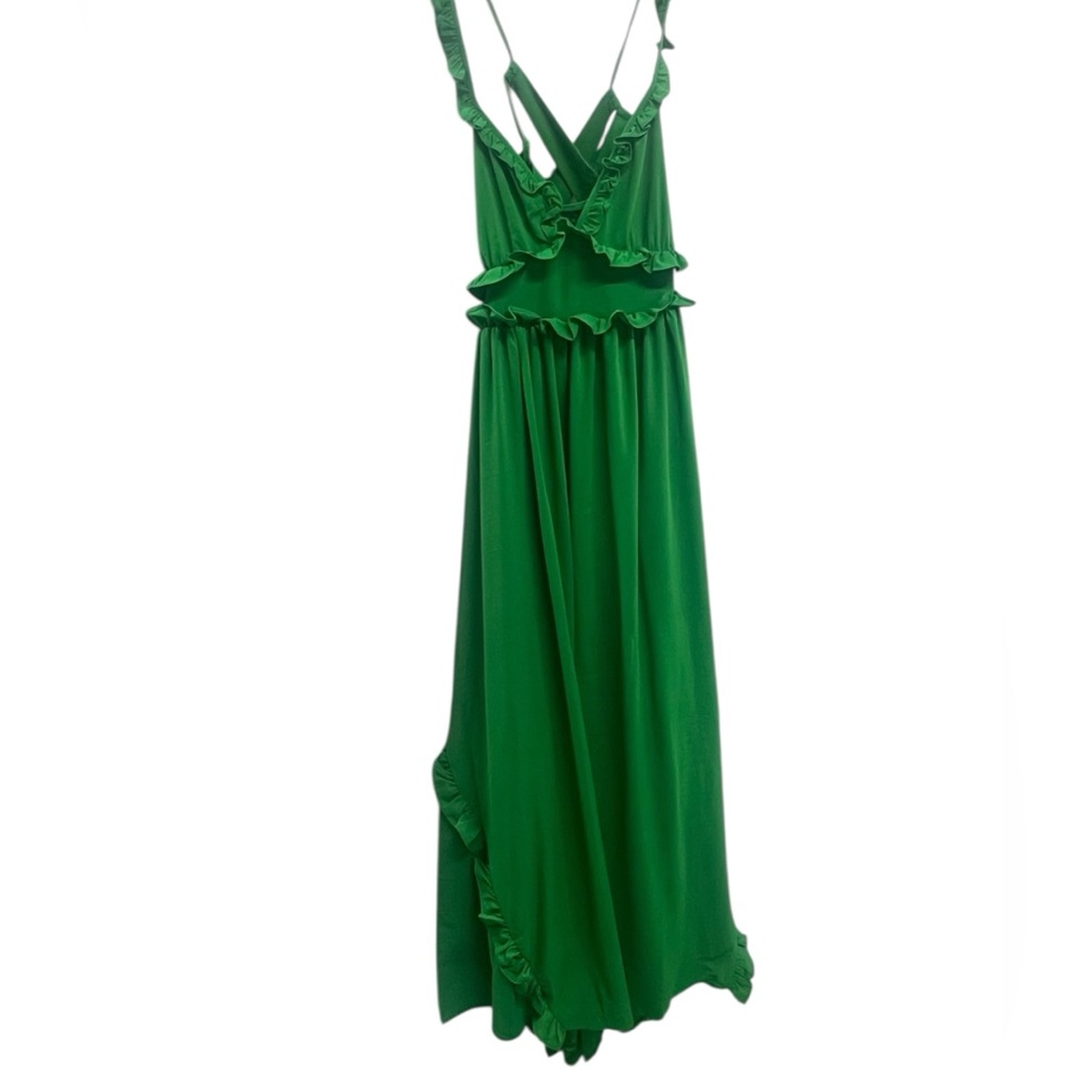 Endless Rose Women's Open Back Ruffle Green Maxi Dress Resortwear Medium New - Picture 2 of 8